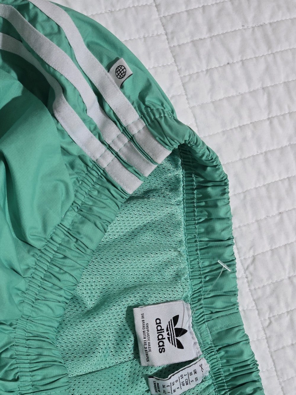 adidas Women's Teal Track Shorts with White Three Stripes - Picture 6 of 6
